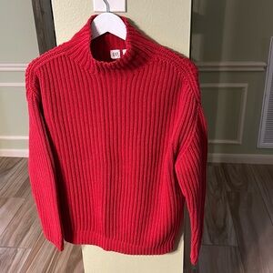 Gap all cotton mock turtleneck sweater in red - size L